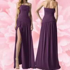 AW BRIDAL 8 M grape purple strapless Safia formal bridesmaid maxi dress NEW 0b14